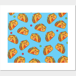 Tacocat pattern blue Posters and Art